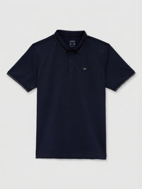 Men T-Shirt Solid Navy Blue Regular Fit