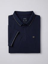 Men T-Shirt Solid Navy Blue Regular Fit