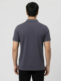Men T-Shirt Solid Grey Regular Fit