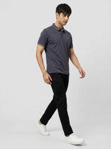 Men T-Shirt Solid Grey Regular Fit