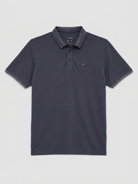 Men T-Shirt Solid Grey Regular Fit