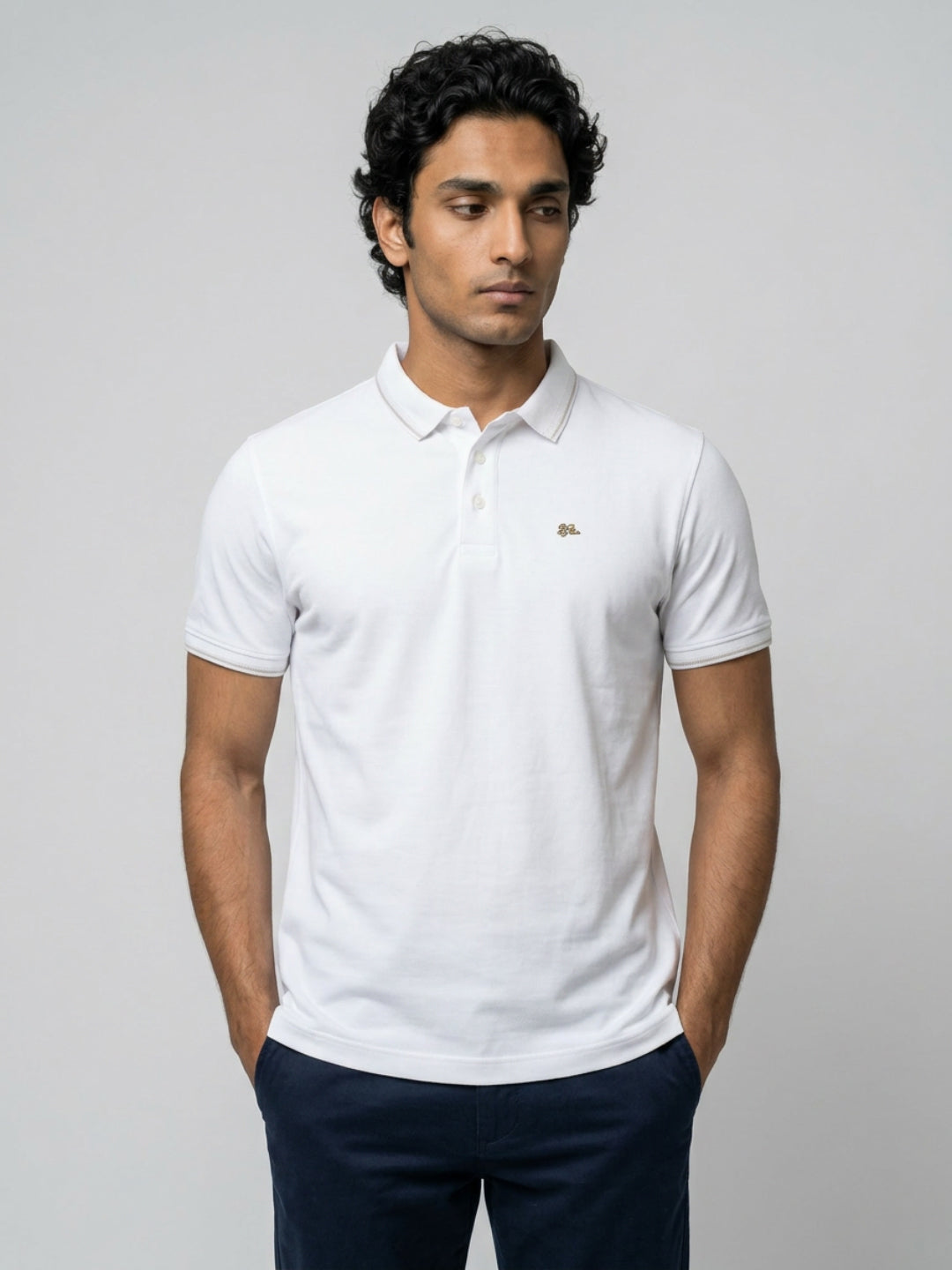 Men T-Shirt Solid White Regular Fit