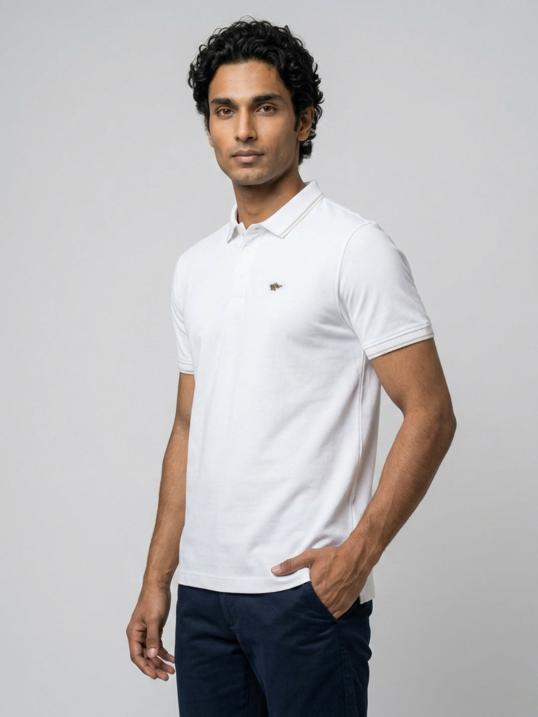 Men T-Shirt Solid White Regular Fit