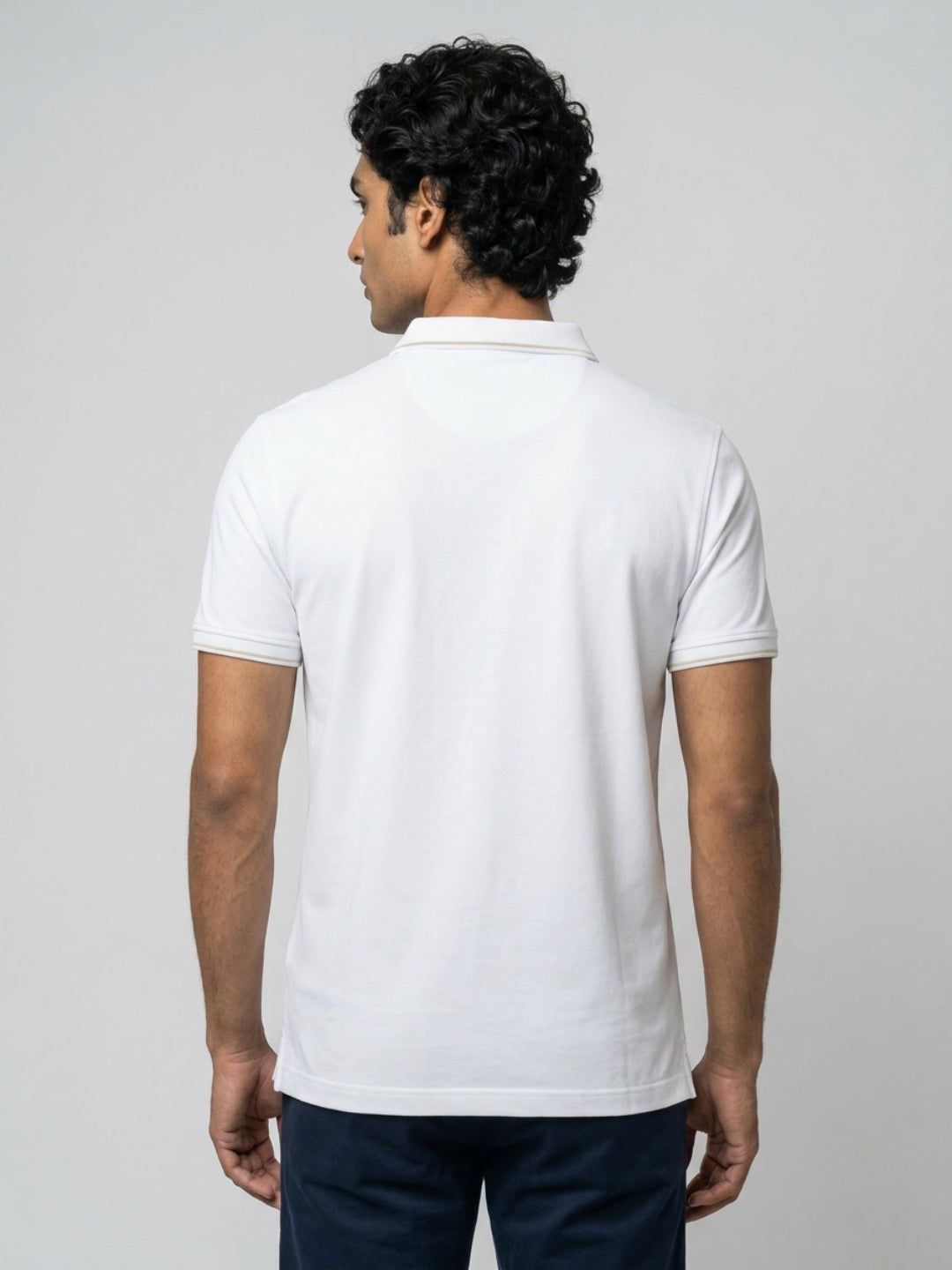 Men T-Shirt Solid White Regular Fit