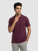 Men T-Shirt Textured Maroon Regular Fit