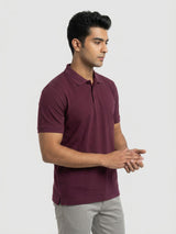 Men T-Shirt Textured Maroon Regular Fit