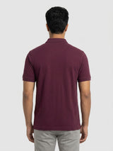 Men T-Shirt Textured Maroon Regular Fit