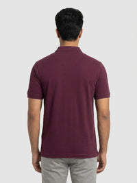 Men T-Shirt Textured Maroon Regular Fit