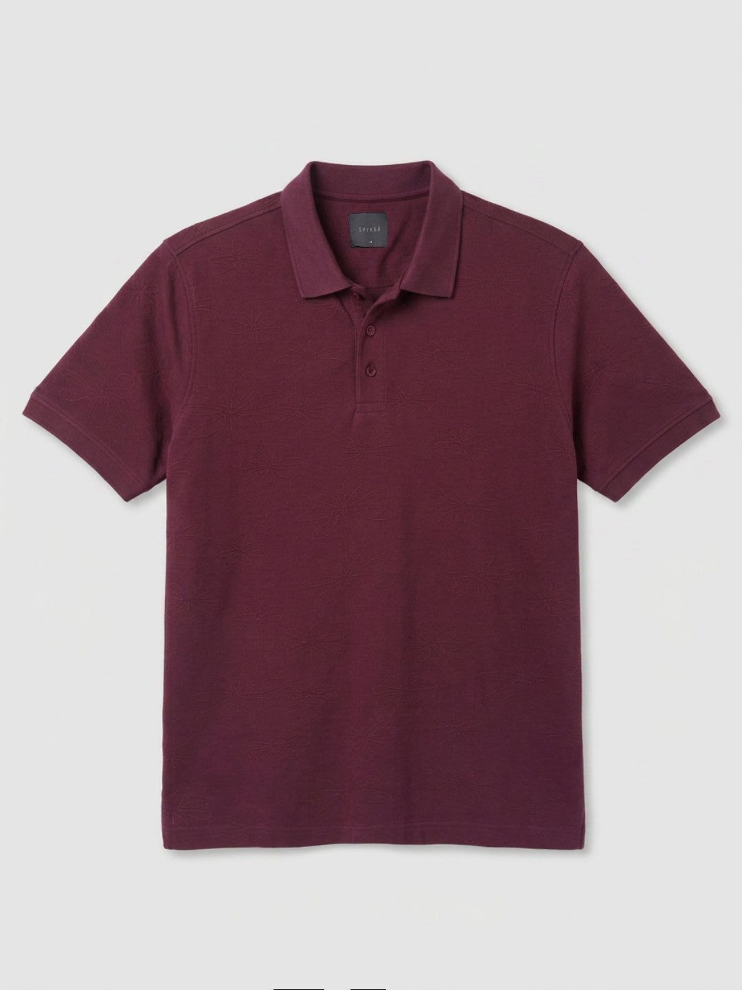 Men T-Shirt Textured Maroon Regular Fit