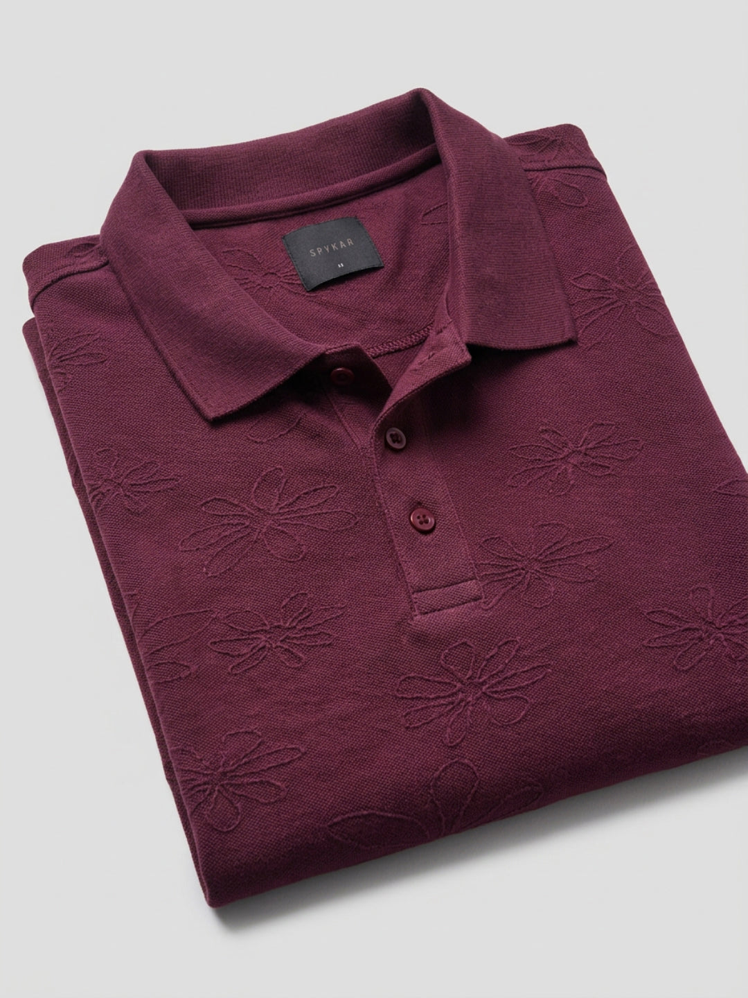 Men T-Shirt Textured Maroon Regular Fit