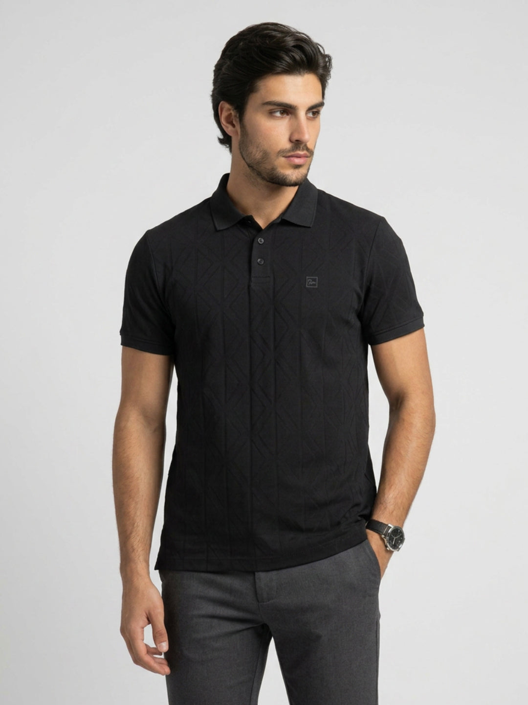 Men T-Shirt Solid Black Regular Fit