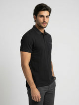 Men T-Shirt Solid Black Regular Fit