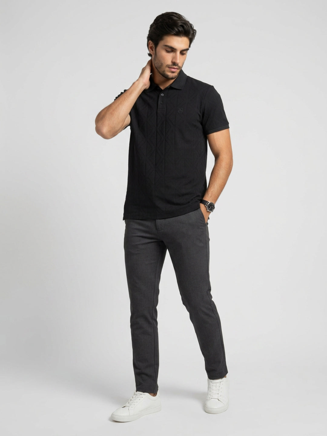Men T-Shirt Solid Black Regular Fit