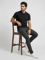 Men T-Shirt Solid Black Regular Fit