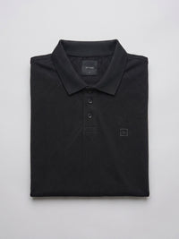Men T-Shirt Solid Black Regular Fit
