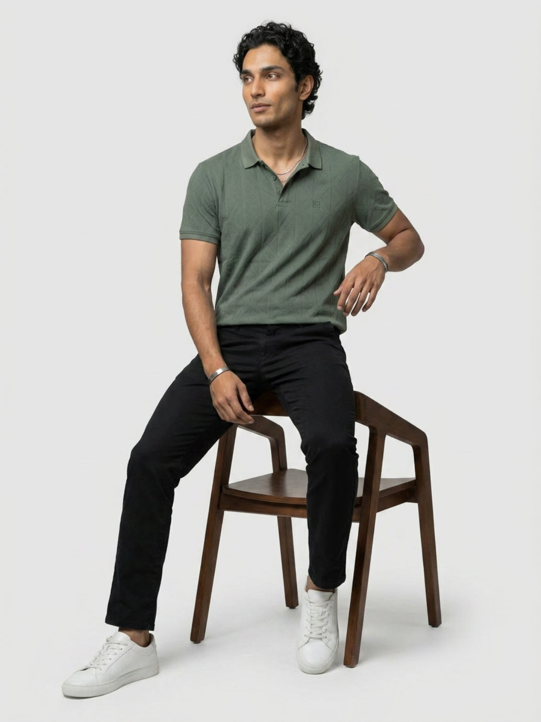 Men T-Shirt Solid Green Regular Fit