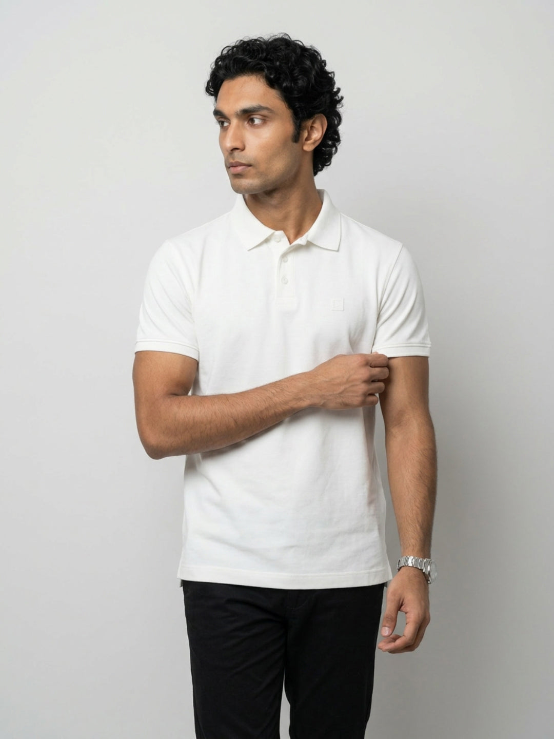Men T-Shirt Solid White Regular Fit
