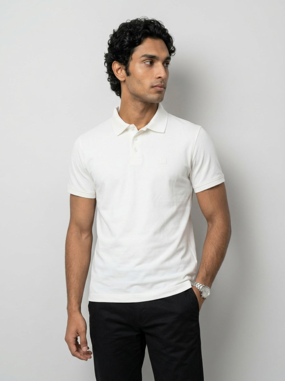 Men T-Shirt Solid White Regular Fit