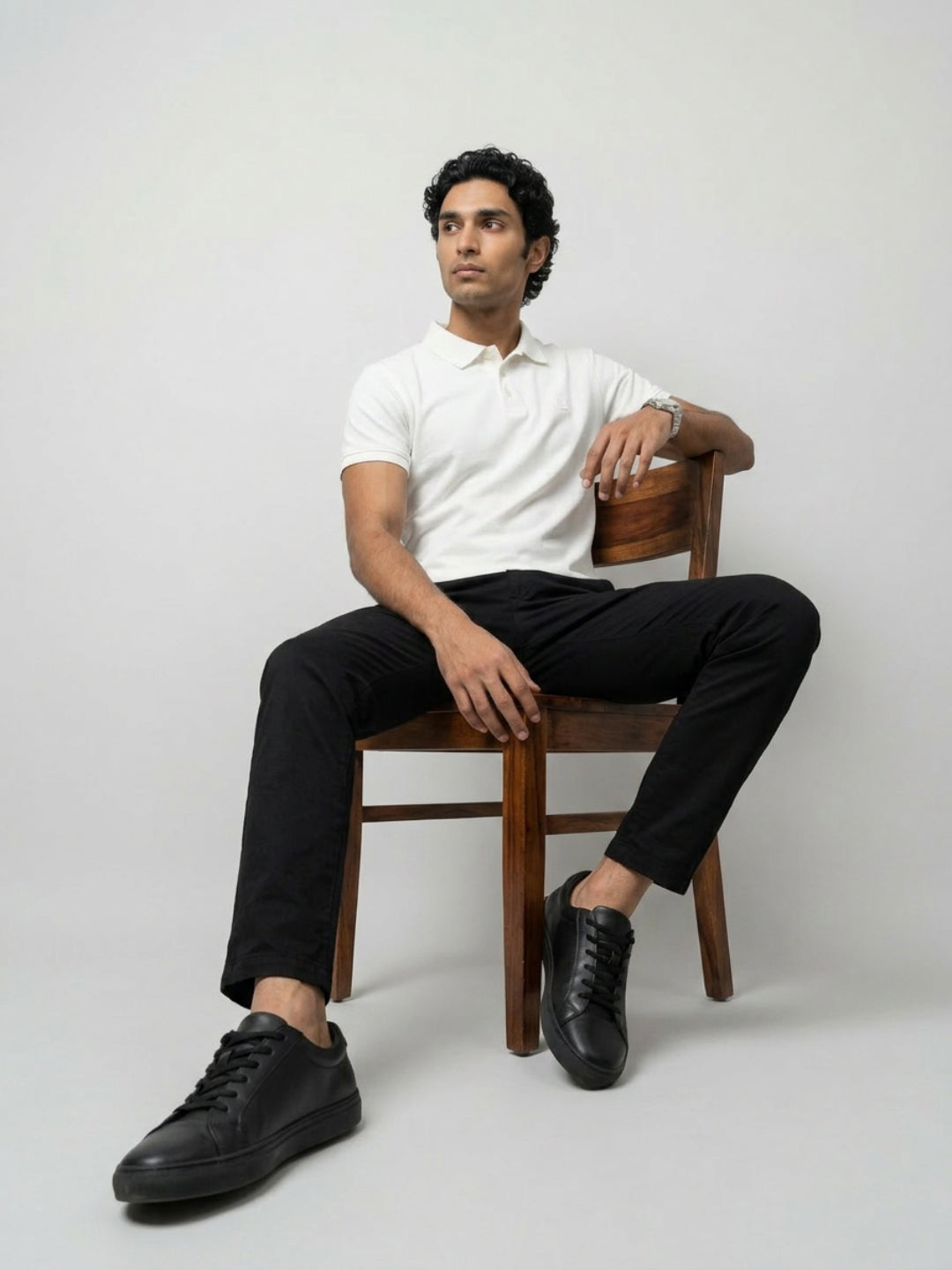 Men T-Shirt Solid White Regular Fit