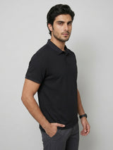 Men T-Shirt Solid Black Regular Fit