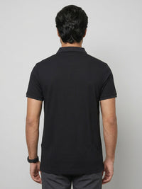 Men T-Shirt Solid Black Regular Fit