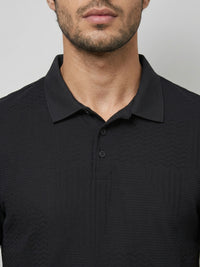Men T-Shirt Solid Black Regular Fit