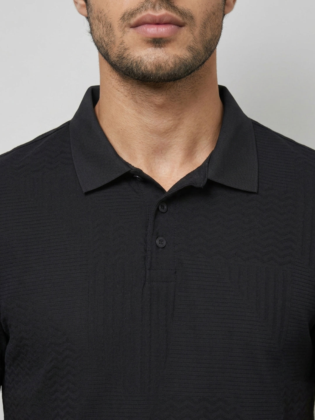 Men T-Shirt Solid Black Regular Fit