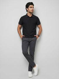 Men T-Shirt Solid Black Regular Fit
