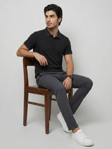 Men T-Shirt Solid Black Regular Fit