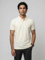 Men T-Shirt Solid Off-White Regular Fit
