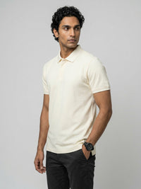 Men T-Shirt Solid Off-White Regular Fit