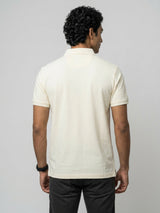 Men T-Shirt Solid Off-White Regular Fit