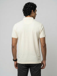 Men T-Shirt Solid Off-White Regular Fit