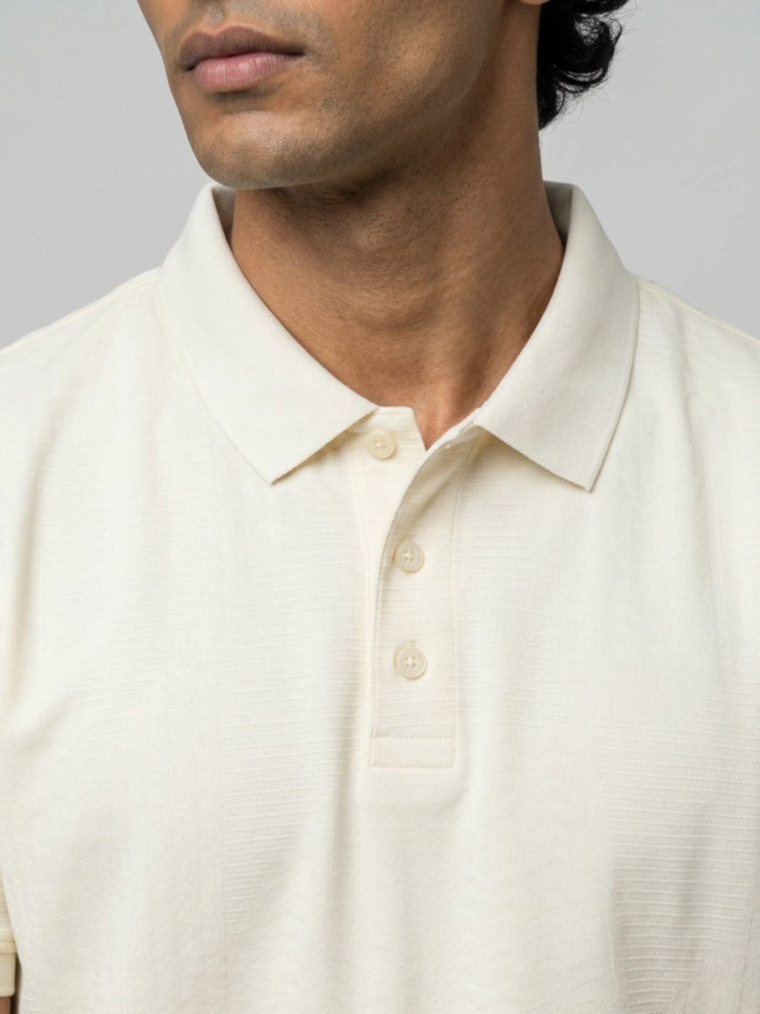 Men T-Shirt Solid Off-White Regular Fit