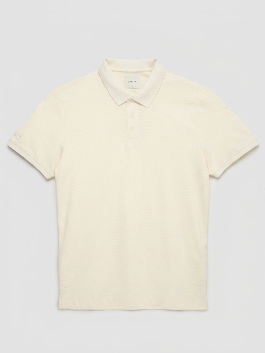 Men T-Shirt Solid Off-White Regular Fit