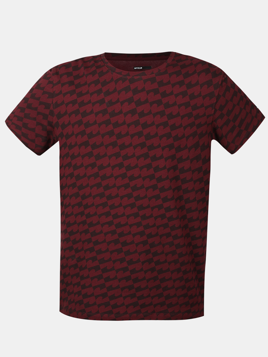 Spykar Slim Fit Printed Round Neck Red T-Shirt For Men