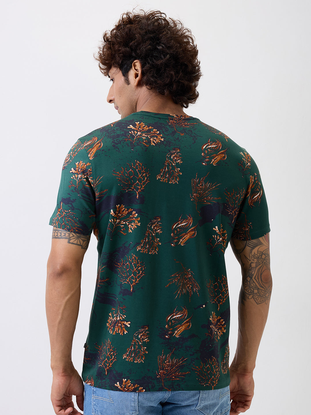 Spykar Green Slim Fit Casual T-Shirt For Men