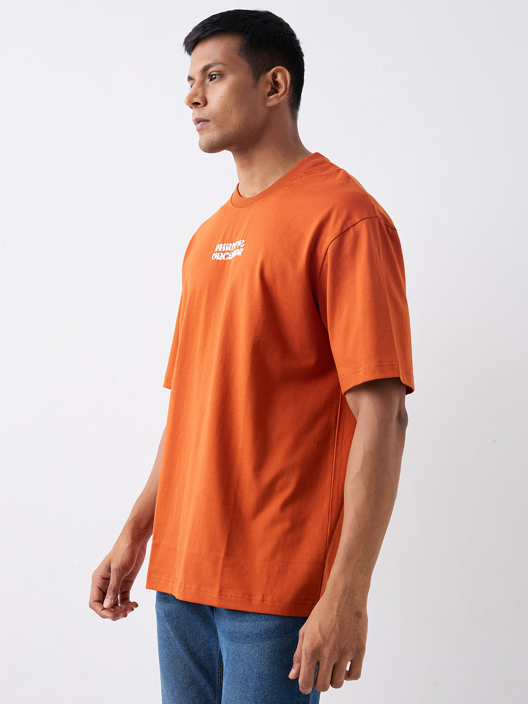 Spykar Brown Loose Fit Casual T-Shirt For Men