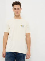 Men T-Shirt White Solid Slim Fit