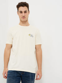 Men T-Shirt White Solid Slim Fit