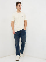 Men T-Shirt White Solid Slim Fit