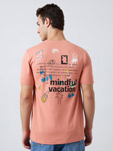 Men T-Shirt Pink Solid Slim Fit