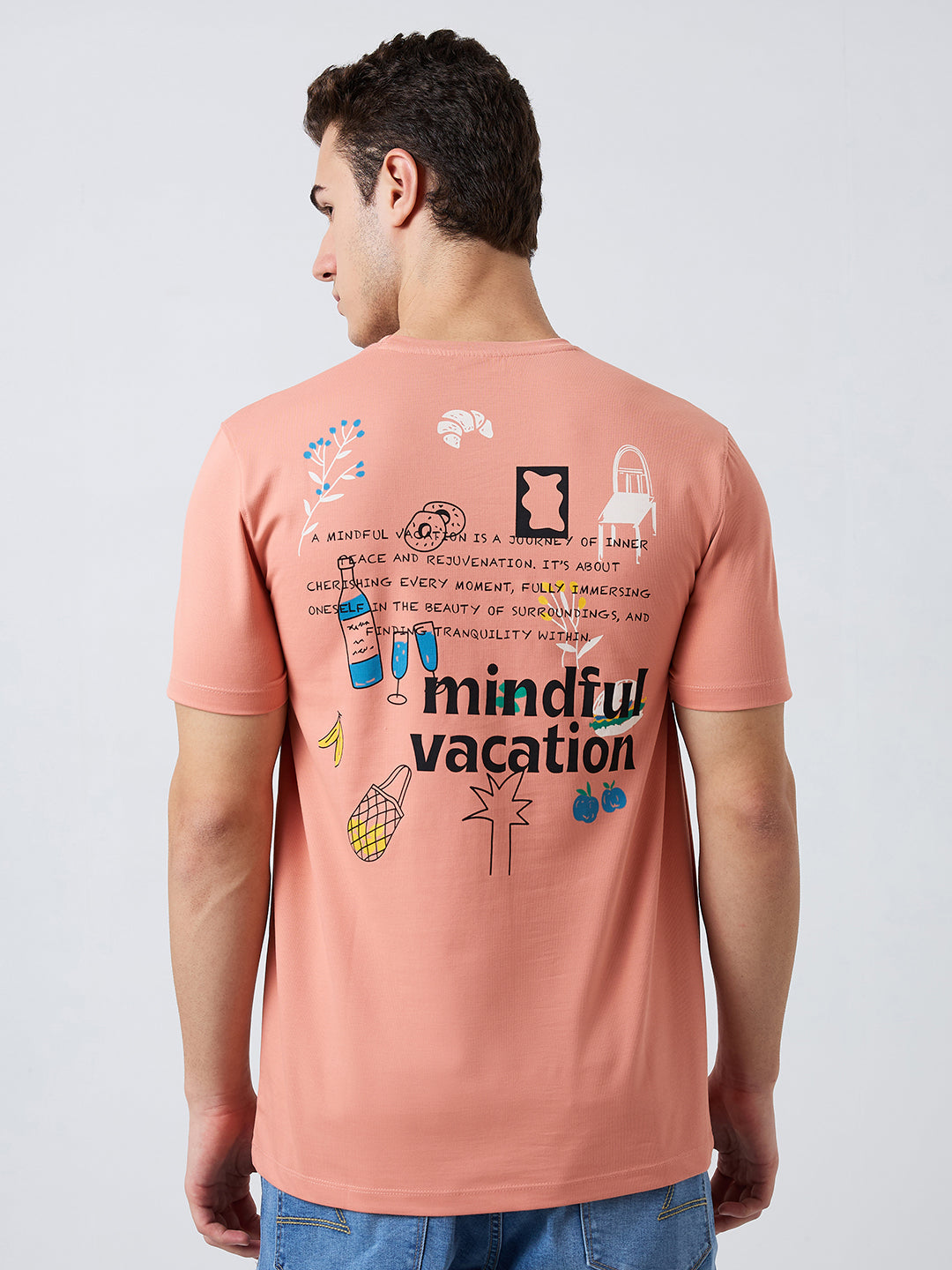 Men T-Shirt Pink Solid Slim Fit
