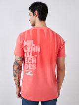Men T-Shirt Pink Solid Slim Fit