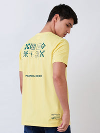 Men T-Shirt Yellow Solid Slim Fit