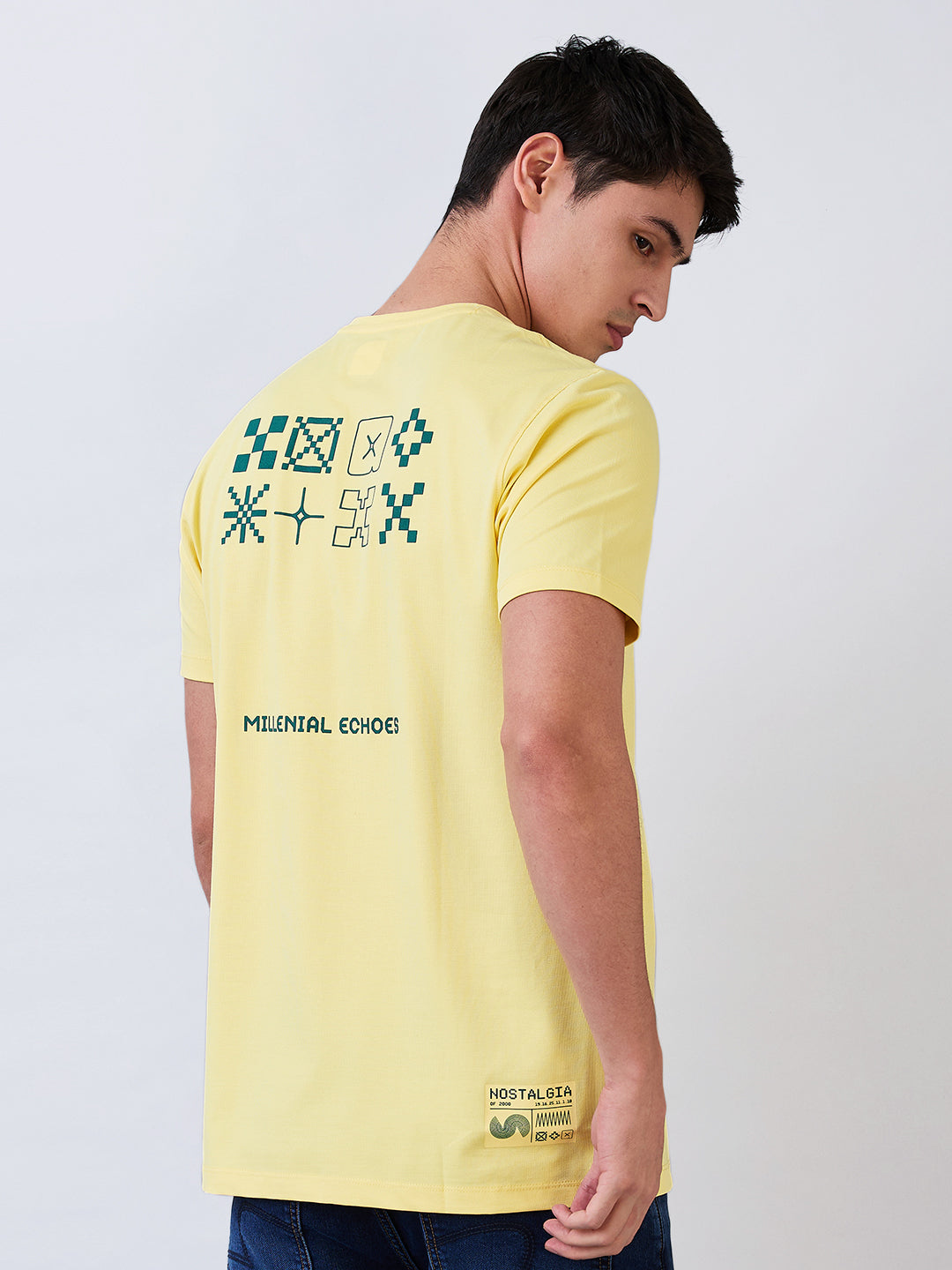Men T-Shirt Yellow Solid Slim Fit