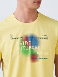 Men T-Shirt Yellow Solid Slim Fit
