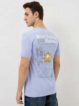 Men T-Shirt Blue Solid Slim Fit