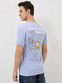 Men T-Shirt Blue Solid Slim Fit