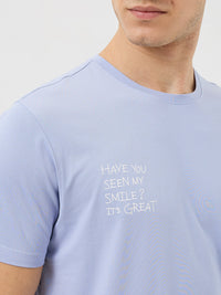 Men T-Shirt Blue Solid Slim Fit